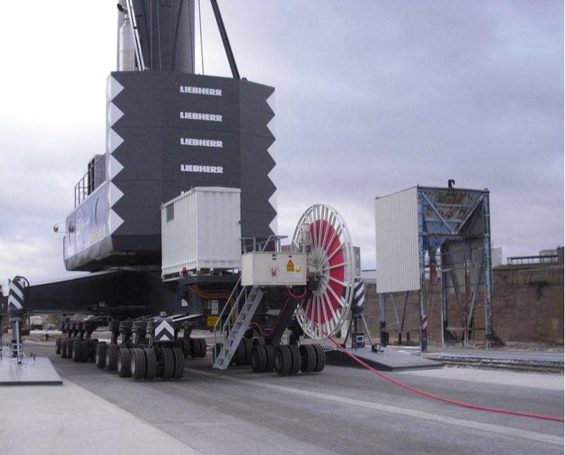 Motor driven cable reeling drums