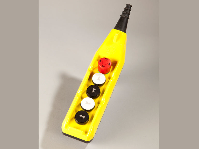 PL05D4  5 Button Single row control pendant - 4 two speed motion buttons plus Emergency Stop